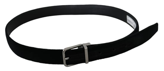 Dolce & Gabbana Men's Black Leather Velvet Silver Buckle Belt