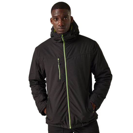 Regatta Mens Navigate Insulated Waterproof Jacket (Black/Lime Green)