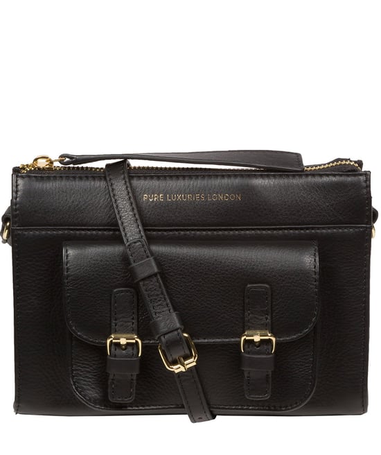 'Monica' Black Nappa Leather Cross Body Bag