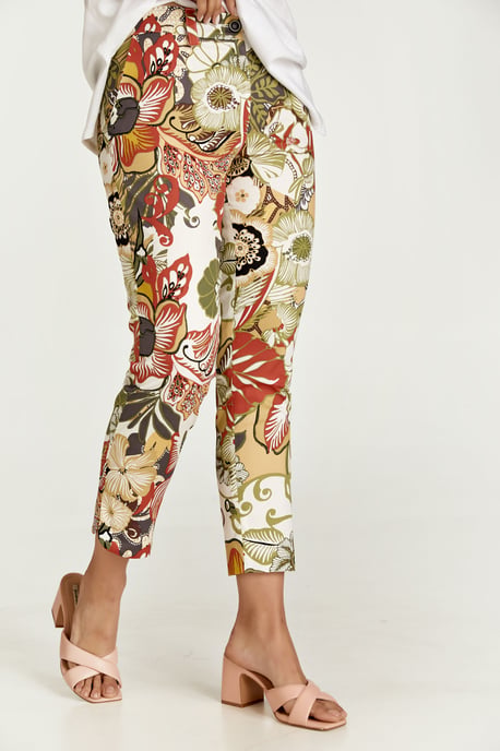 Floral Cotton Pants in Earthy shades