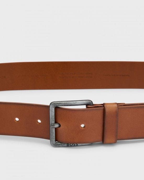 BOSS Orange Jeeko Mens Leather Belt With Logo Buckle NOS
