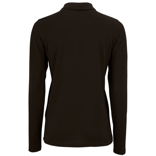 SOLS Dames/dames Perfecte Lange Mouw Pique Polo Shirt (Zwart) - Image 2