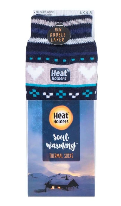 Ladies Fairisle Nordic Winter Non Slip Thermal Slipper Socks - Image 2
