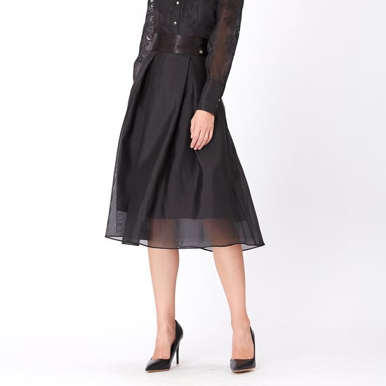 Utsvängd kjol i organza och satin - Image 1