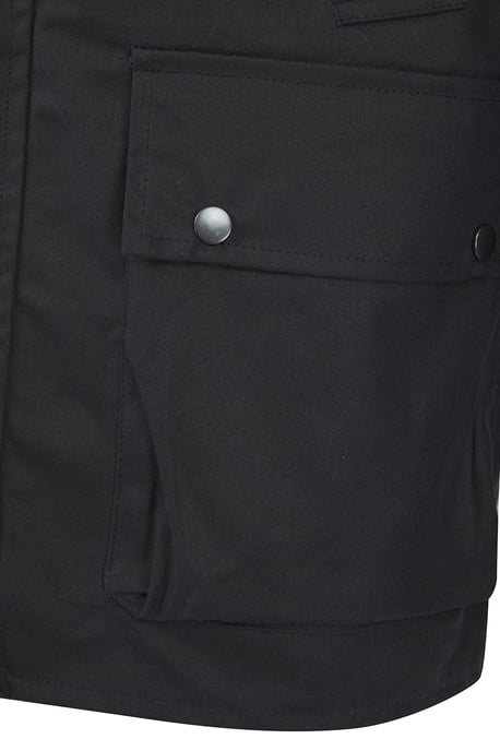 Navy Cotton Wax Jacket With Corduroy Collar