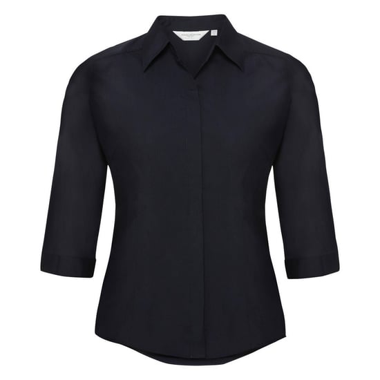 Russell Collectie Dames 3/4 Mouwen Poly-Katoen Easy Care Gevochten Poplin Shirt (Franse marine) - Image 1