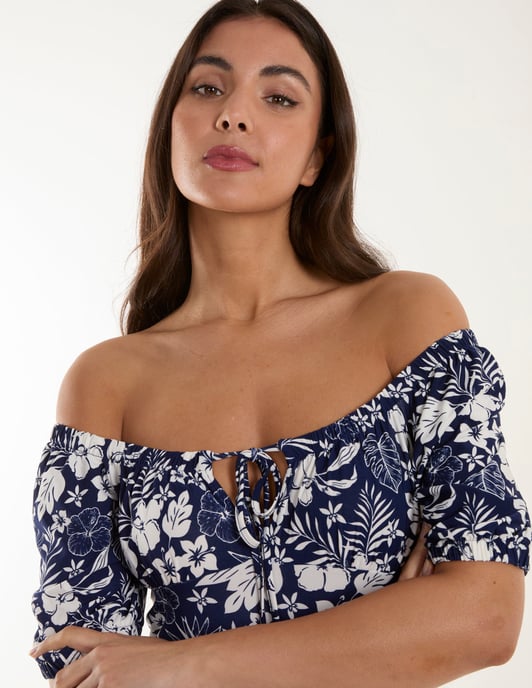 Elasticated Detail Floral Midi Dress