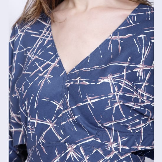 Geometrische print en v -neck jurk - Image 3