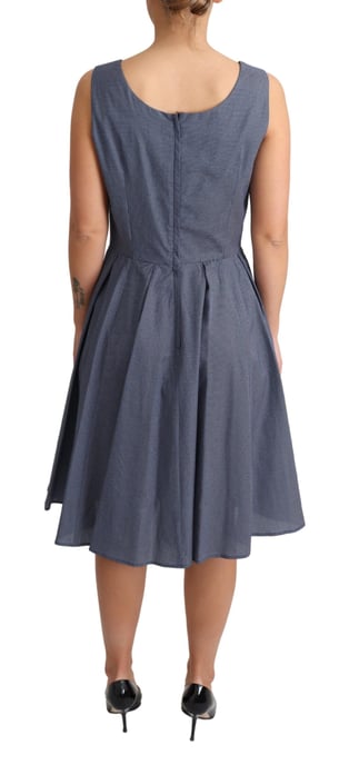 Dolce & Gabbana Women's Blue Polka Cotton A-Line Stretch Dress - Image 4