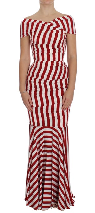 Dolce & Gabbana Kvinnors Röd Vit Silkesstretch Klänning - Image 6