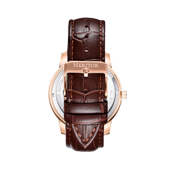 Heritor Automatic Emmanuel Semi-Skeleton Leather-Band Watch