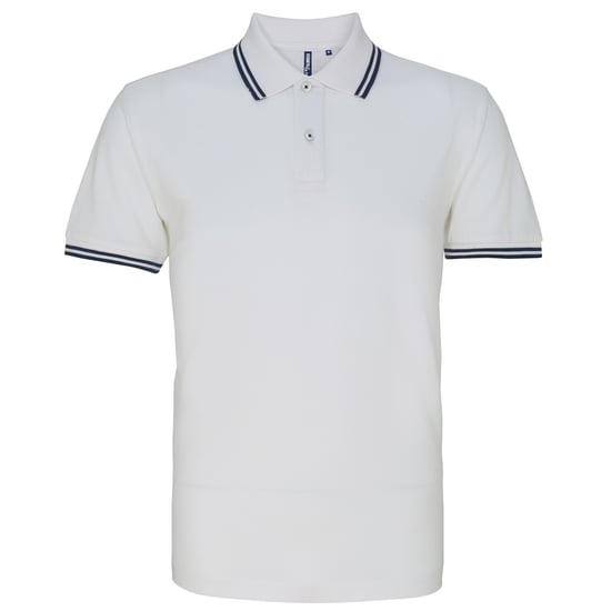 Asquith & Fox Mens Classic Fit Tipped Polo Shirt (White/ Navy) - Image 1