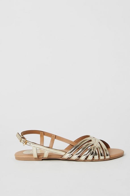 Fiona Lattice Peep Toe Slingback Flat Sandals - Image 2