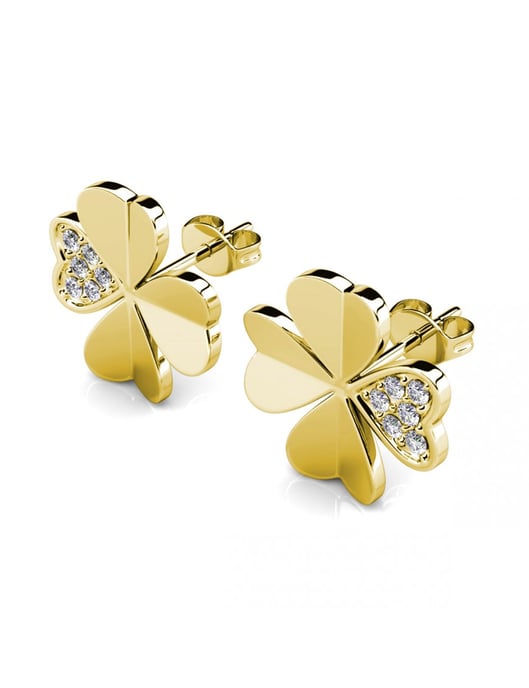 Örhängen med klöverblad - guld och kristall - Image 4