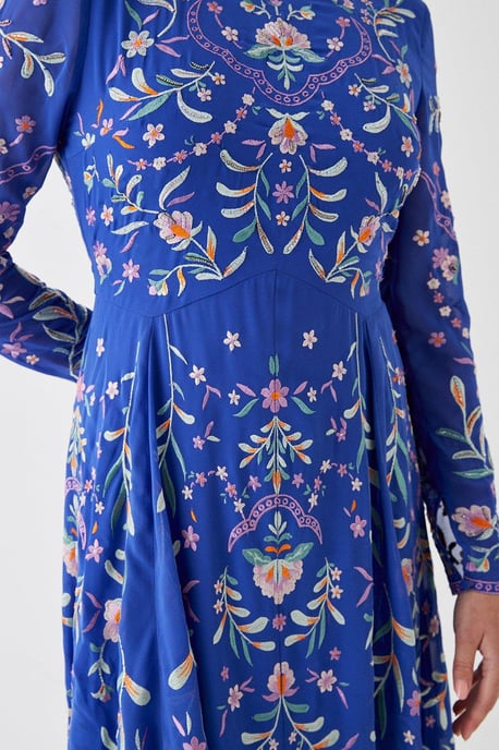 Statement Embroidered Midi Dress