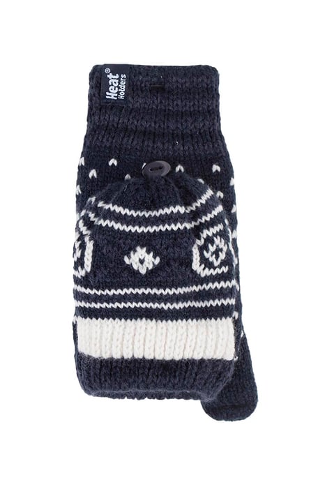 Ladies Warm Fairisle Patterned Thermal Fingerless Converter Gloves - Image 1