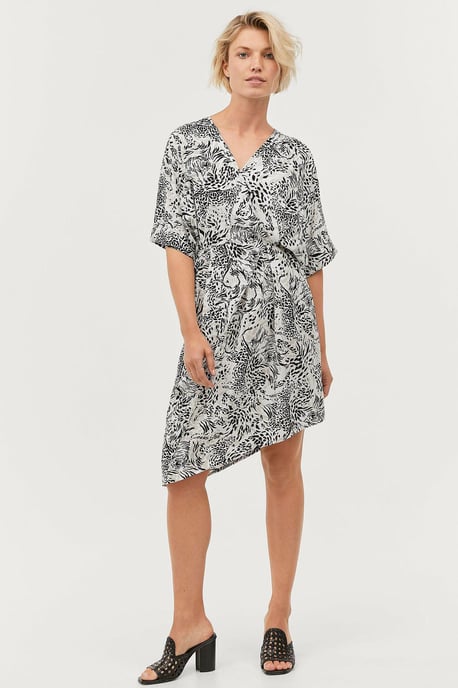 Abstract Print Wrap Dress