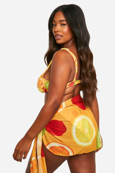 Plus Fruit Print Tie Side Sarong