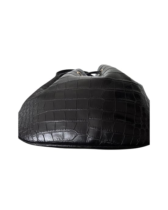 Saint Laurent Medium Paris VII Hobo Croc Effect Bag in Black Leather - Image 5
