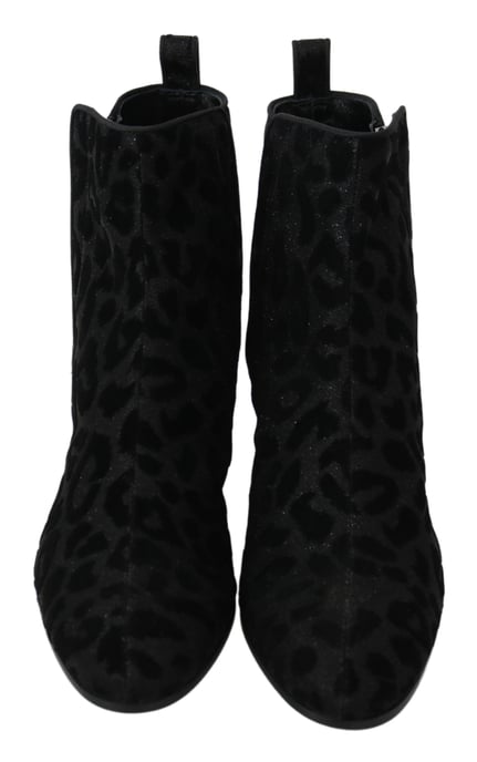 Dolce & Gabbana Black Leopard Short Boots
