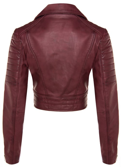 Ladies Brando Short Leather Jacket-Longtown