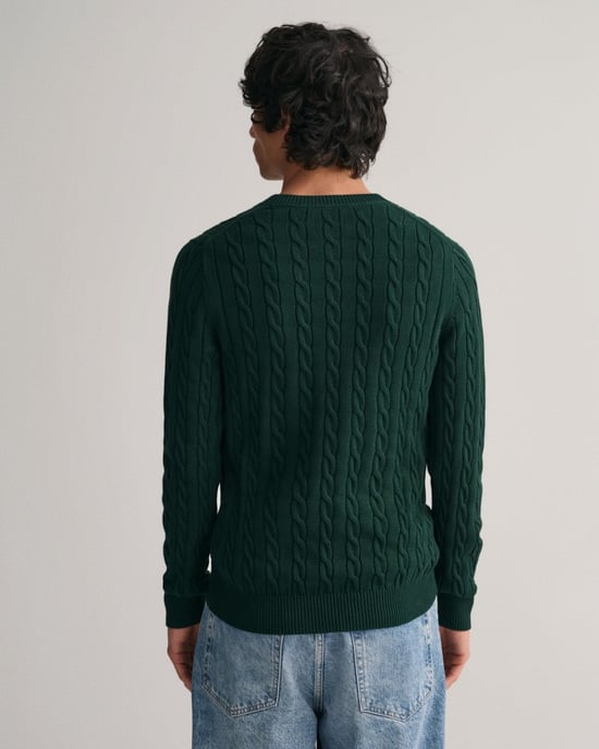 GANT Mens Cotton Cable Knit Crew Neck Jumper - Image 4