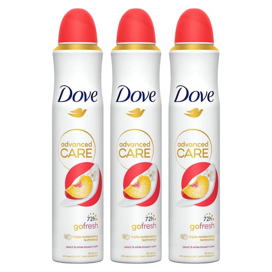Dove Advanced Care Go Fresh AntiPerspirant Spray Peach & White Blossom, 3x200ml
