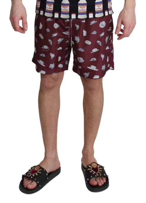 Dolce & Gabbana Herrar Flerfärgad Hattar Print Strandbyxor Badkläder - Image 4