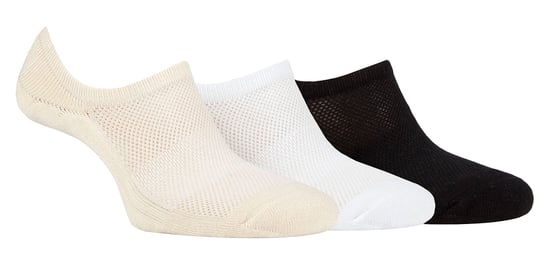 Bamboo No Show-strumpor för damer | Jeep | Andningsaktiva, osynliga och dämpande antiblåsstrumpor med halkfritt hälgrepp - Cream / Black / White - Image 1