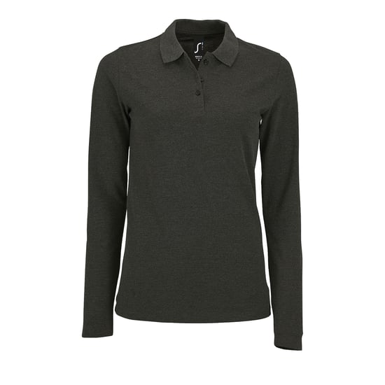 SOLS Dames/dames Perfecte Lange Mouw Pique Polo Shirt (Houtskool mergel) - Image 1