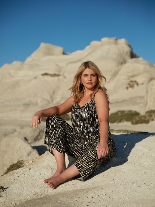 Mono Spot Print Jersey Jumpsuit