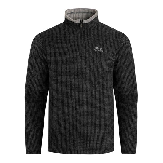 Weird Fish Mens Newark Grid Eco Friendly Quarter Zip Fleece Top (Washed Black)