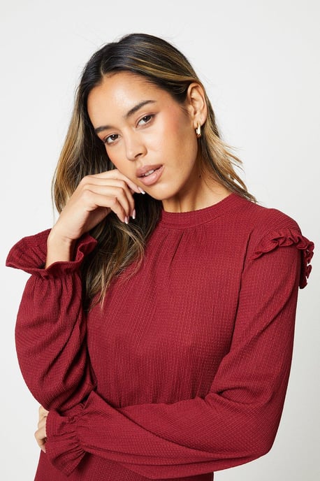 Berry Frill Hem Mini Dress