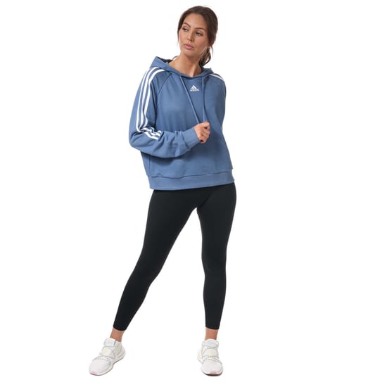 Women's adidas Essentials 3-Stripes Cropped Hoody in Blue