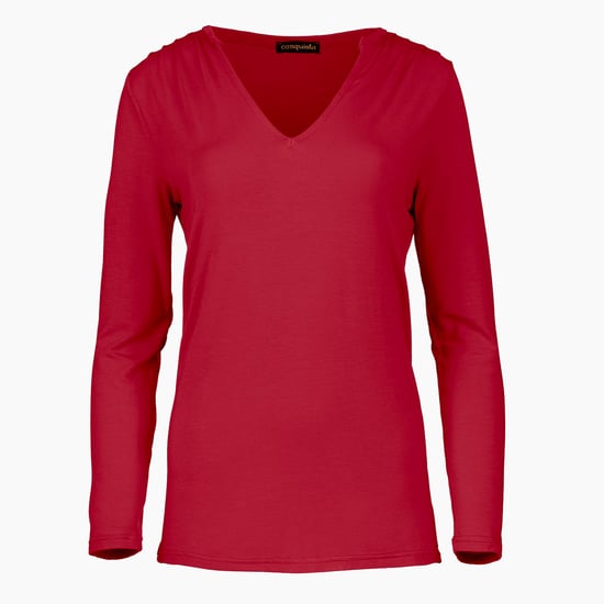 Röd jersey V-ringad topp - Image 1