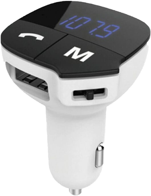 Aquarius Bluetooth Car Adapter FM Transmitter Hands-free Calling, Car Kit - White