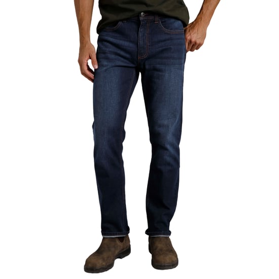 Weird Fish Heren Edward Denim Stretch Straight Jeans (Donkere Denim) - Image 1