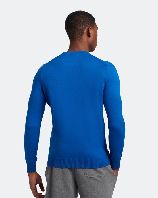 Lyle & Scott katoenen merinotrui met ronde hals in blauw - Image 3