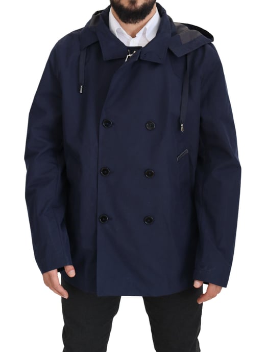 Dolce & Gabbana Blå Huva Dubbelknäppt Kappa Herrjacka - Image 1