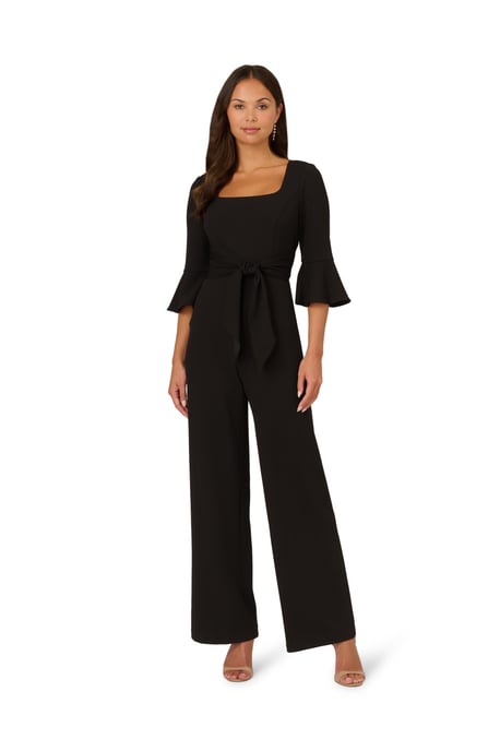 Knit Crepe Tie Front Jumpsuit