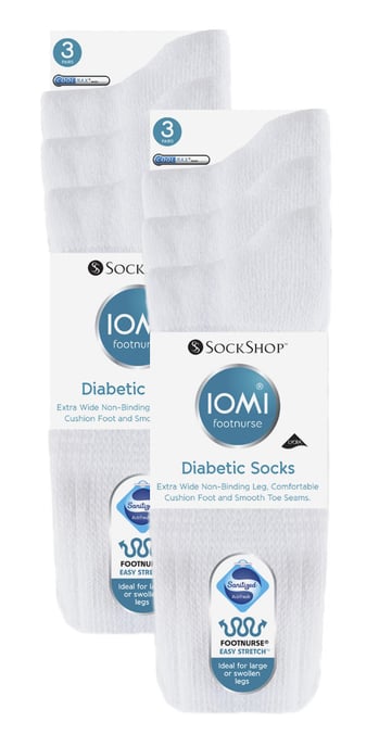 6 Pair Multipack Kids Cotton Diabetic Socks with Gentle Grip | IOMI | Extra Wide Seamless Non Elastic Socks for Swollen Feet - White - Image 2