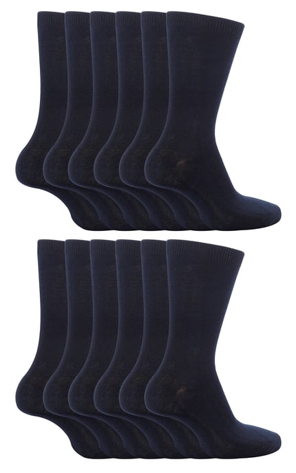 12 Pair Multipack Kids Plain School Socks | Boys & Girls | 3 Sizes | Sock Snob Childrens Cotton Rich Socks - Blue - Image 1