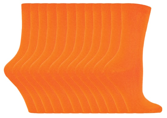 Vanliga bomullsstrumpor för damer | 12 par multipack | Sock Snob | tunna bekväma färgglada ankelstrumpor för damer - Orange - Image 1
