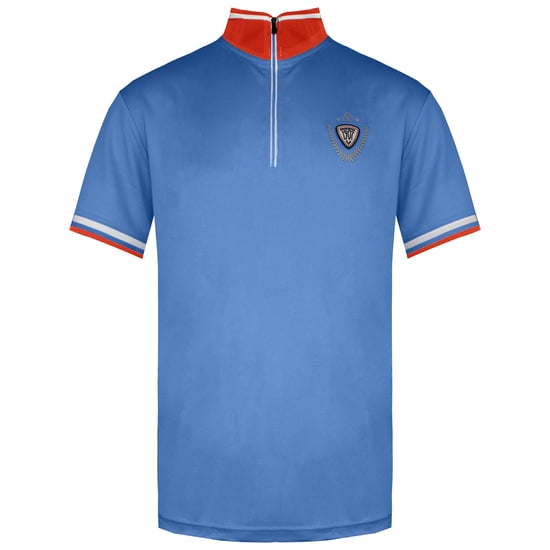 Rossignol Short Sleeve 3/4 Zip Up Blue/Orange Mens Virage Polo Shirt RLDMY10 793