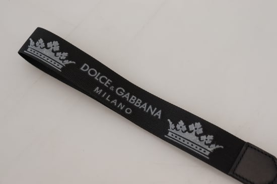 Dolce & Gabbana Black Polyester Logo Silver Tone Brass Women's Keychain - Image 6
