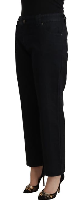 John Galliano Dames Zwarte Katoen Flared Cropped High Waist Denim Jeans - Image 2