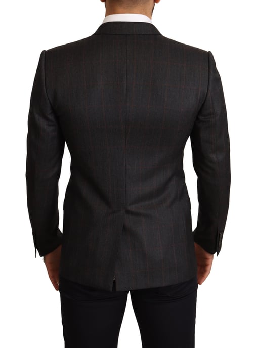 Dolce & Gabbana Men's Grijs geruite wollen Slim Fit blazerjasje - Image 5