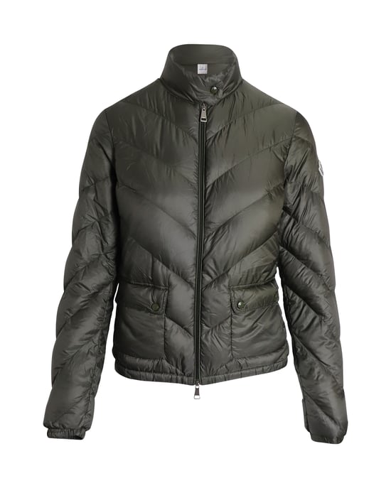 Moncler Quilted Puffer Jacket in Olive Polyamide - Image 1