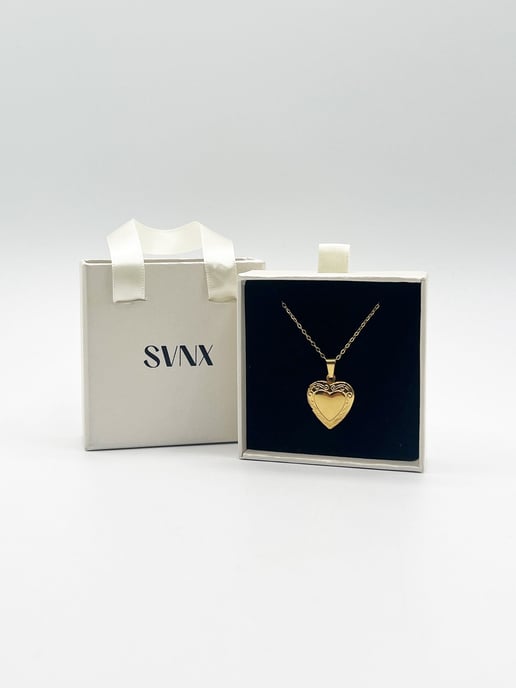 Large Heart Locket Necklace in Gold - Image 1