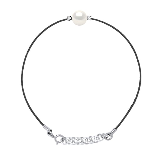 DIADEMA - Bracelet - Black Nylon - White Freshwater Pearl - Diamonds